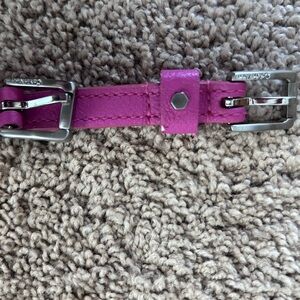 Calvin Klein Pink Leather Belt with Silver Buckles